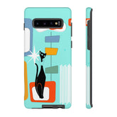 Atomic Cat, Mid Mod Aqua Blue, Geometric, Samsung, Google Pixel, Tough Cases Phone Case Samsung Galaxy S10 Plus / Matte Mid Century Modern Gal