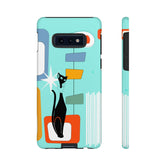 Atomic Cat, Mid Mod Aqua Blue, Geometric, Samsung, Google Pixel, Tough Cases Phone Case Samsung Galaxy S10E / Glossy Mid Century Modern Gal