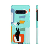Atomic Cat, Mid Mod Aqua Blue, Geometric, Samsung, Google Pixel, Tough Cases Phone Case Samsung Galaxy S10E / Matte Mid Century Modern Gal
