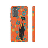 Flower Power, Retro Groovy Atomic Cat, Hipster Style Orange Samsung Galaxy and Google Pixel Tough Cases Phone Case Samsung Galaxy S20 FE / Matte Mid Century Modern Gal