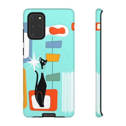 Atomic Cat, Mid Mod Aqua Blue, Geometric, Samsung, Google Pixel, Tough Cases Phone Case Samsung Galaxy S20+ / Glossy