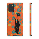 Flower Power, Retro Groovy Atomic Cat, Hipster Style Orange Samsung Galaxy and Google Pixel Tough Cases Phone Case Samsung Galaxy S20+ / Glossy Mid Century Modern Gal