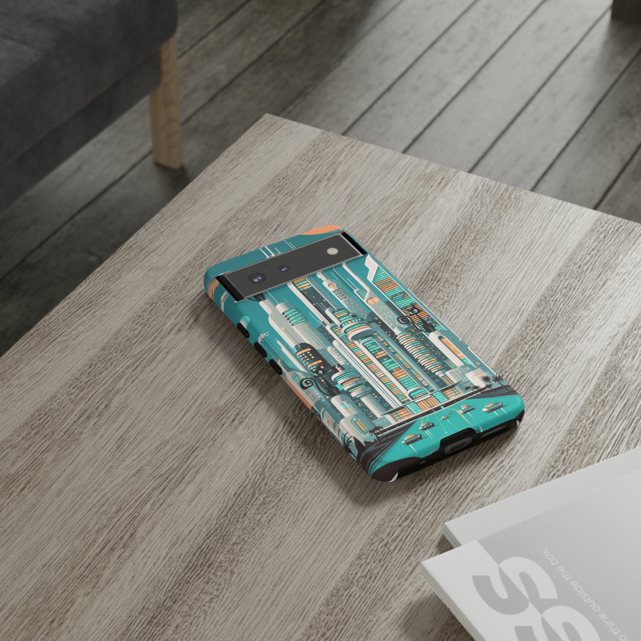 Sci-Fi Atomic Cat City, Mid Century Modern Phone Tough Cases Phone Case