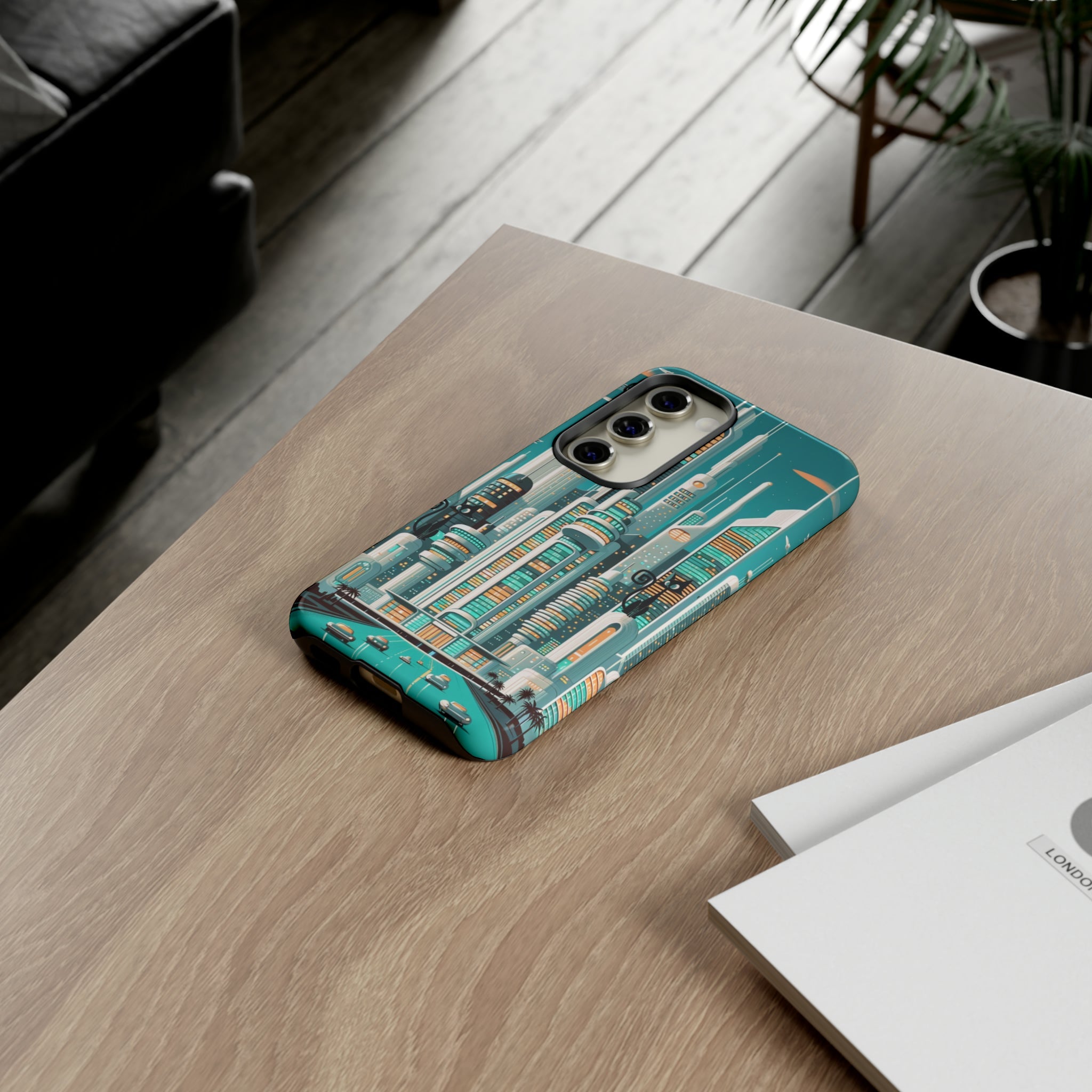Sci-Fi Atomic Cat City, Mid Century Modern Phone Tough Cases Phone Case