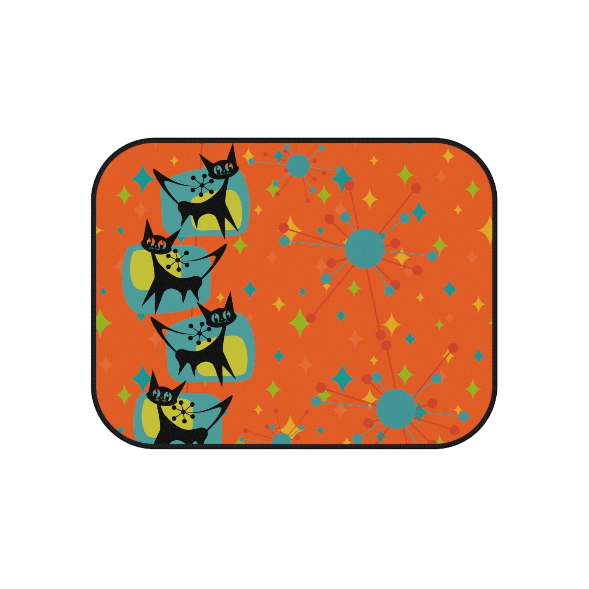 Atomic Cat, Crazy Cat Mom, Orange Retro Mod Car Mats (Set of 4) Accessories Set of 4