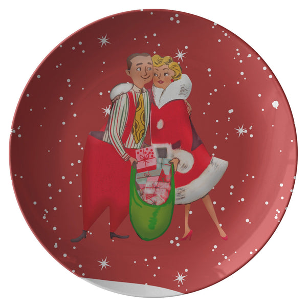 Mid Century Modern Christmas Holiday Atomic 50's Retro Dinner Plates