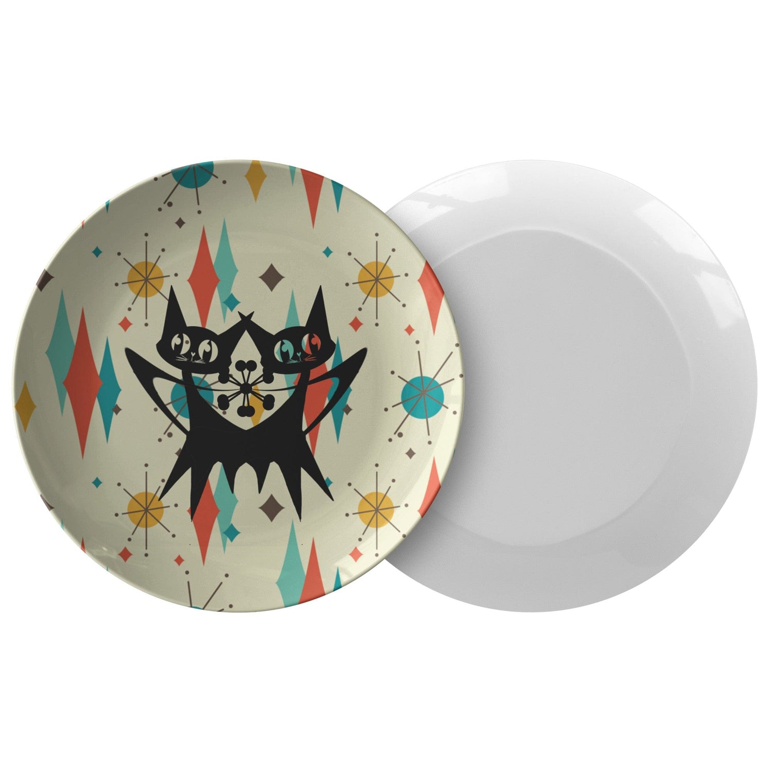 Atomic Cats, Kitschy Retro Kitchenware, Mid Century Modern Dinner Plates Kitchenware Single
