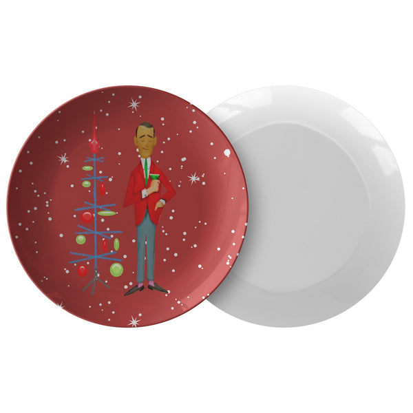 Mid Century Modern Christmas Plates, Atomic 50's Retro Man, Holiday Decor