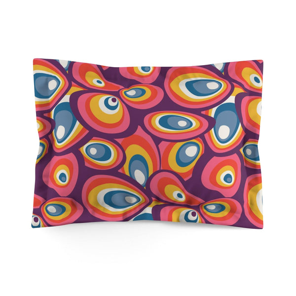 Funky 70's Retro Purple, Pink, Blue, Yellow Pillow Sham