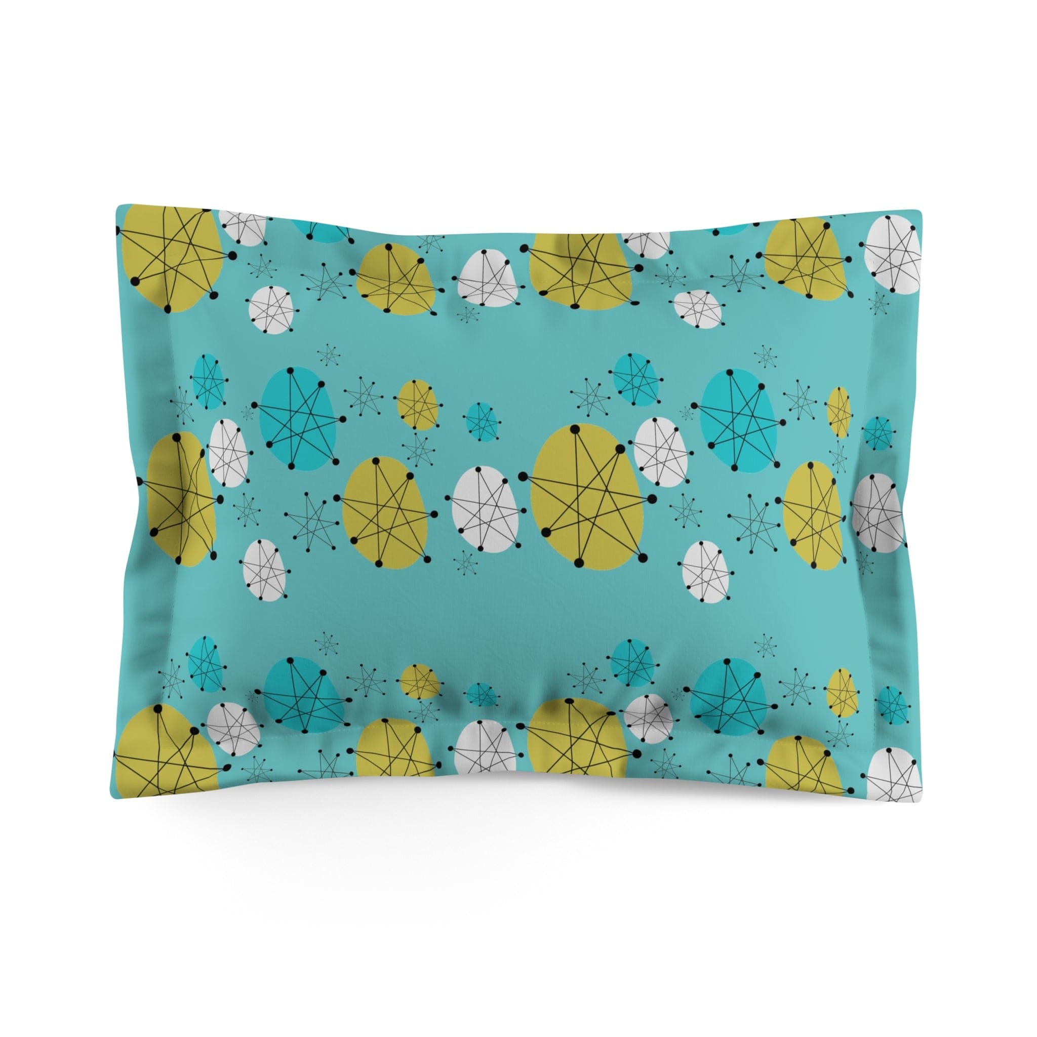 Mid Century Franciscan Starburst Patter, Aqua Blue, Atomic Home Living, Microfiber Pillow Sham Home Decor Standard