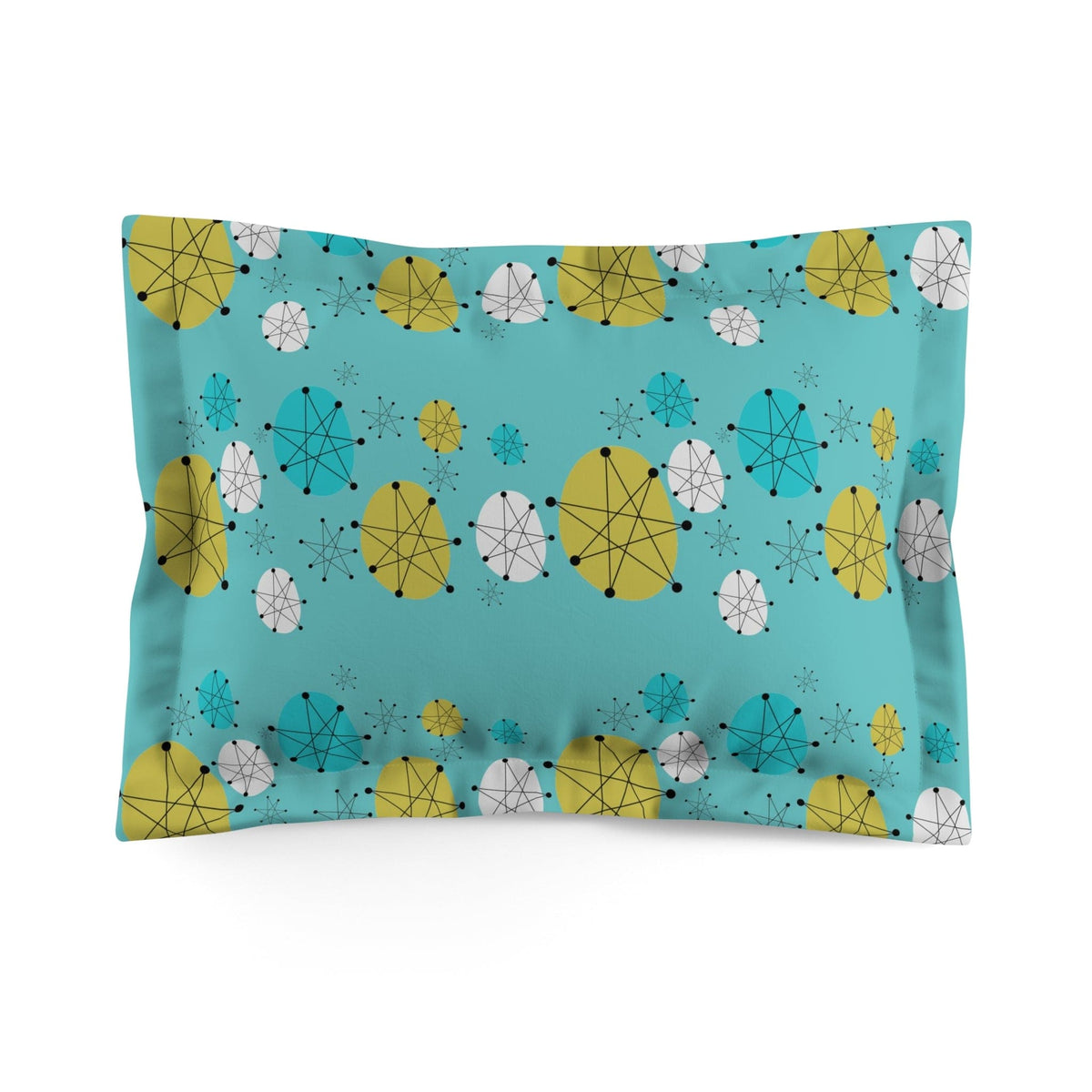 Mid Century Franciscan Starburst Patter, Aqua Blue, Atomic Home Living, Microfiber Pillow Sham Home Decor Standard