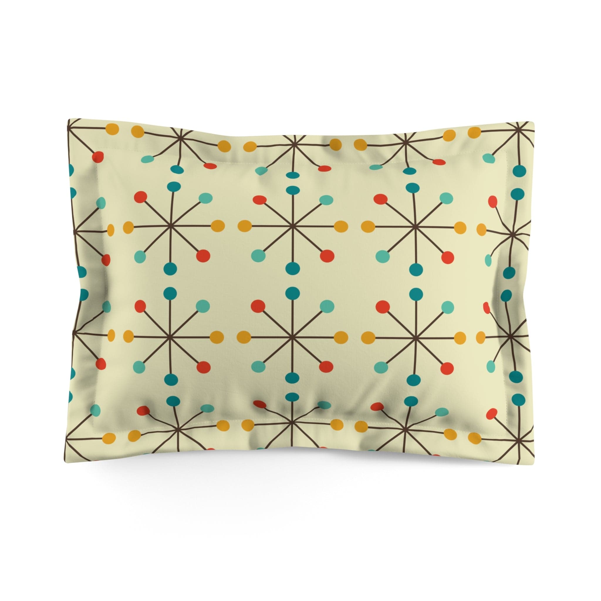 Mid Century Modern Atomic Clock, Retro Cream Color, MCM Pillow Sham Home Decor Standard