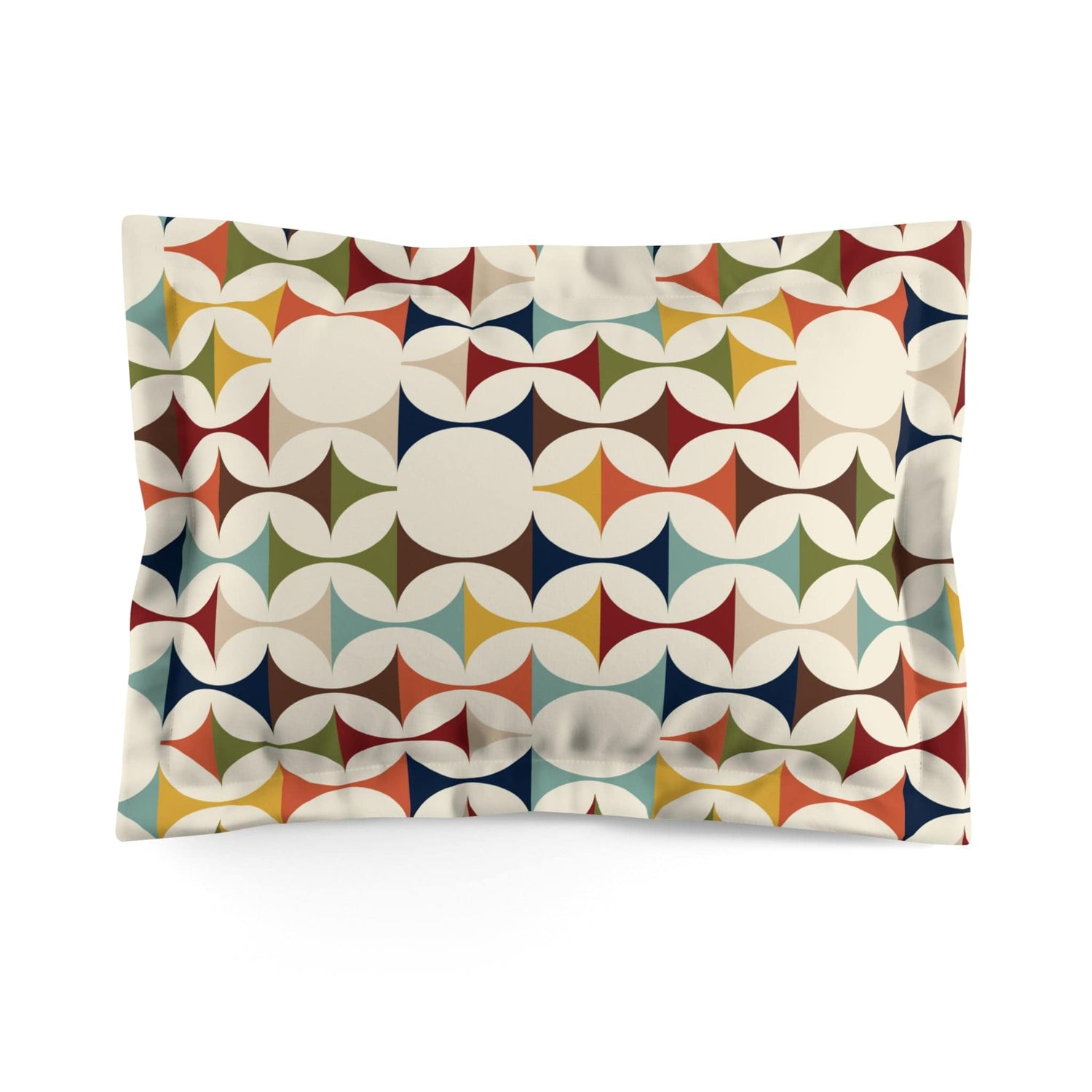 Mid Century Modern Pillow Shams, Retro Scandinavian Modern Danish Geometric Design, Green, Brown, Beige, Yellow, Teal, MCM Home Decor Home Decor Standard