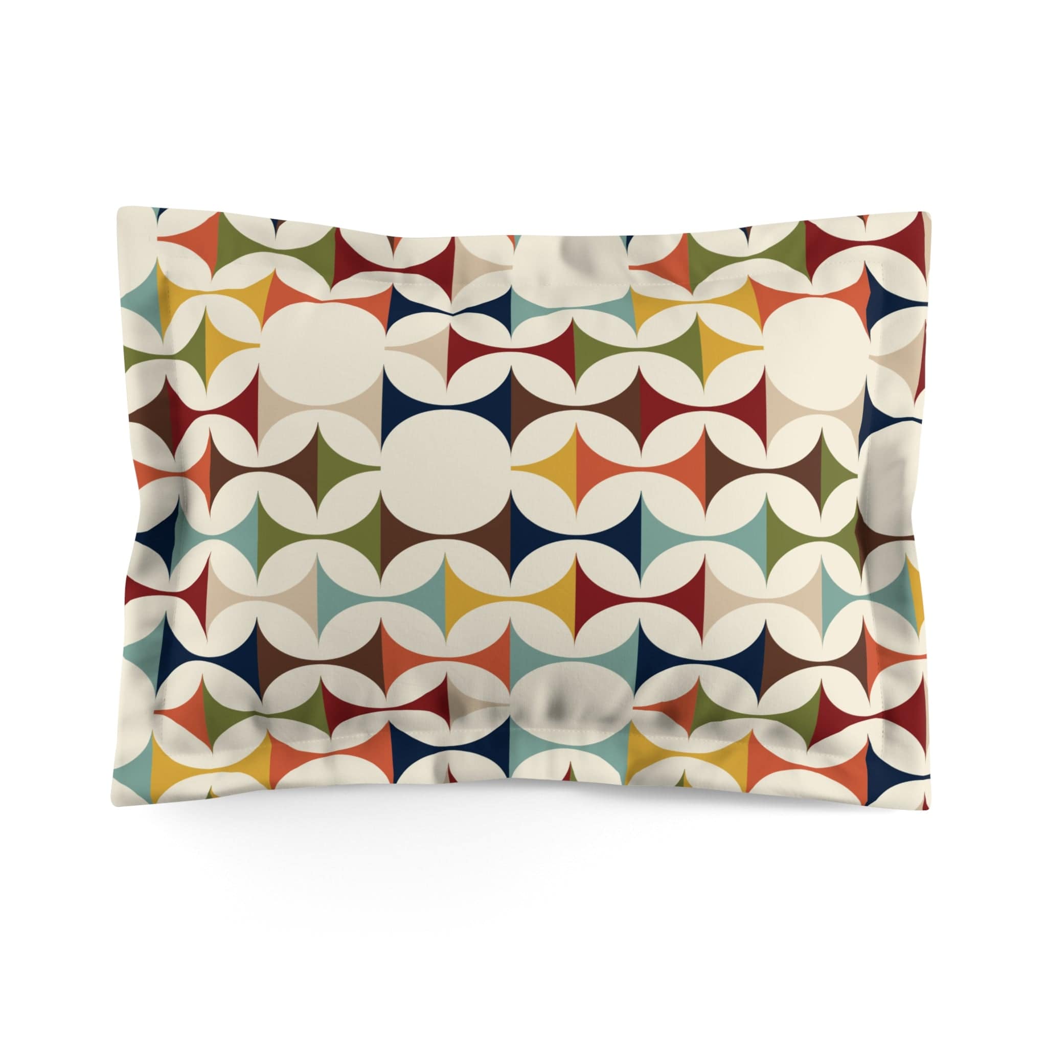 Mid Century Modern Pillow Shams, Retro Scandinavian Modern Danish Geometric Design, Green, Brown, Beige, Yellow, Teal, MCM Home Decor Home Decor Standard