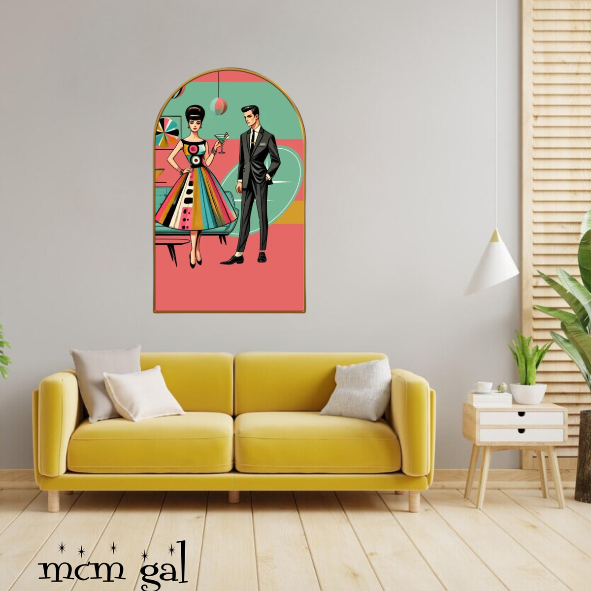 Mid Century Modern Kitschy Cocktail Hour, Mod Arc Wall Art - Mid Century Modern Gal