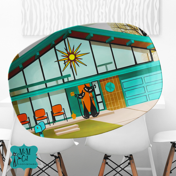 Atomic Cat Platter, Housewarming Gift, Mid Century Modern Home, MCM Party Platter