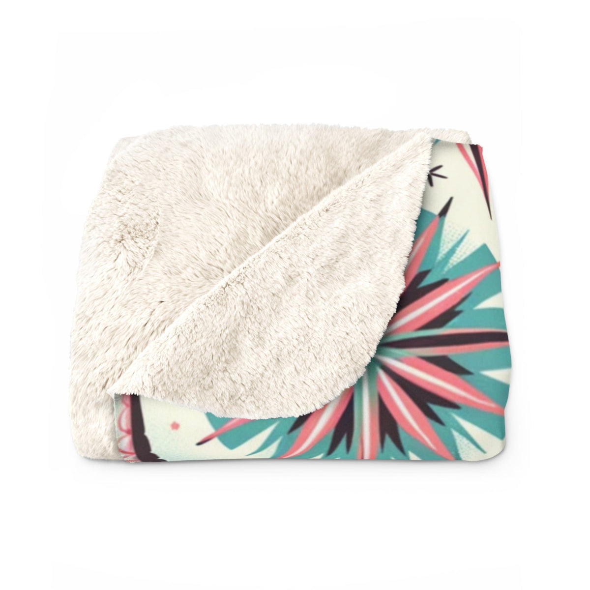 Wallace And Davis White Christmas, Kitschy 50's, Mid Century Modern Christmas Blanket, Pink, Aqua Sherpa Fleece Blanket Home Decor
