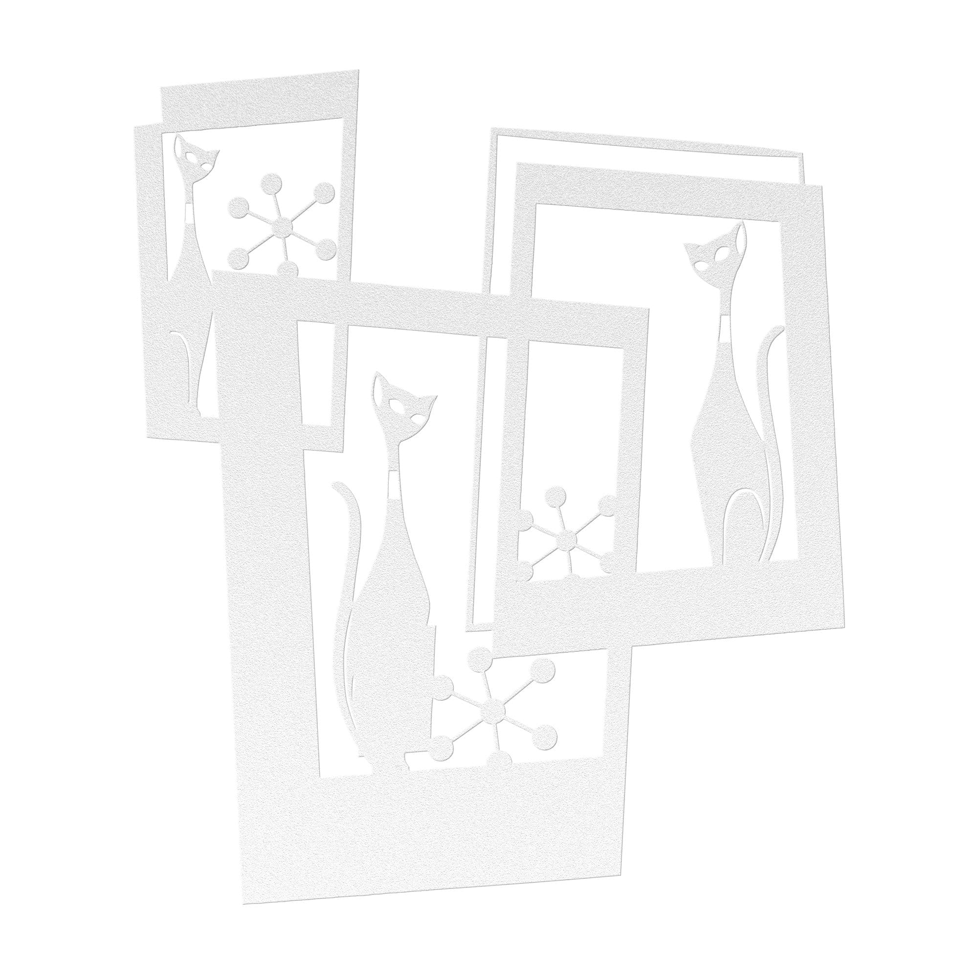 Atomic Cat, three cats starburst Wall Art White / 12 Inch