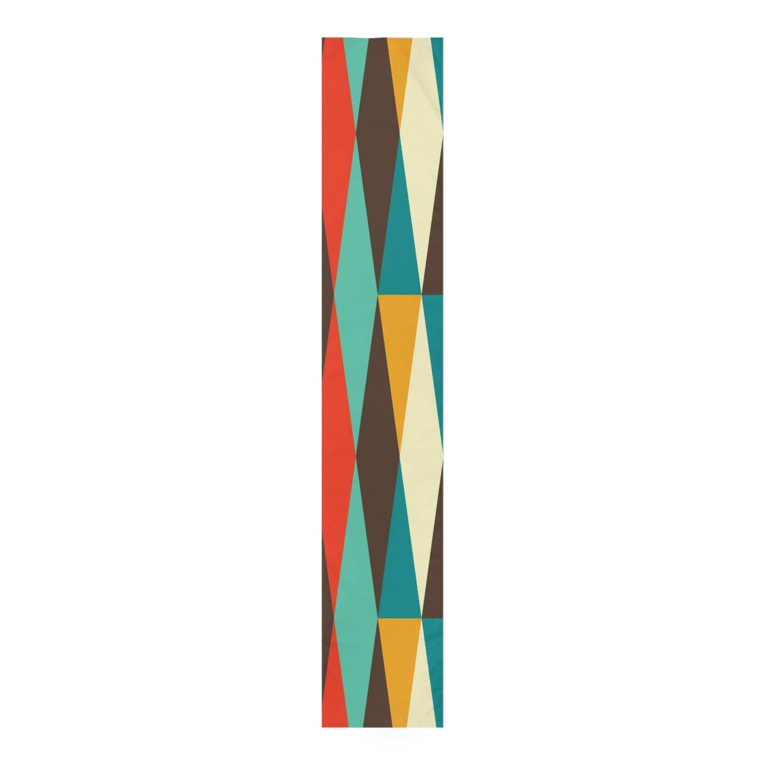 Mid Century Modern Abstract, Chocolate Brown, Teal Blue, Aqua, MCM Mid Mod Table Runner Home Decor White / 90&