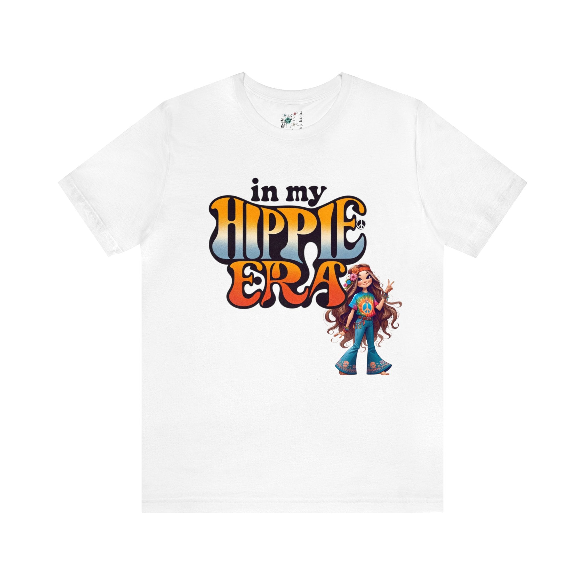 In My Hippie Era, 70s Retro Groovy Peace Out, Hippie Girl, Hipster Short Sleeve Tee T-Shirt White / S