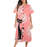 Mid Modern Day Mumu Loungewear XS / Atomic Pink, Kitschy Cat Women& Mid Century Modern Gal