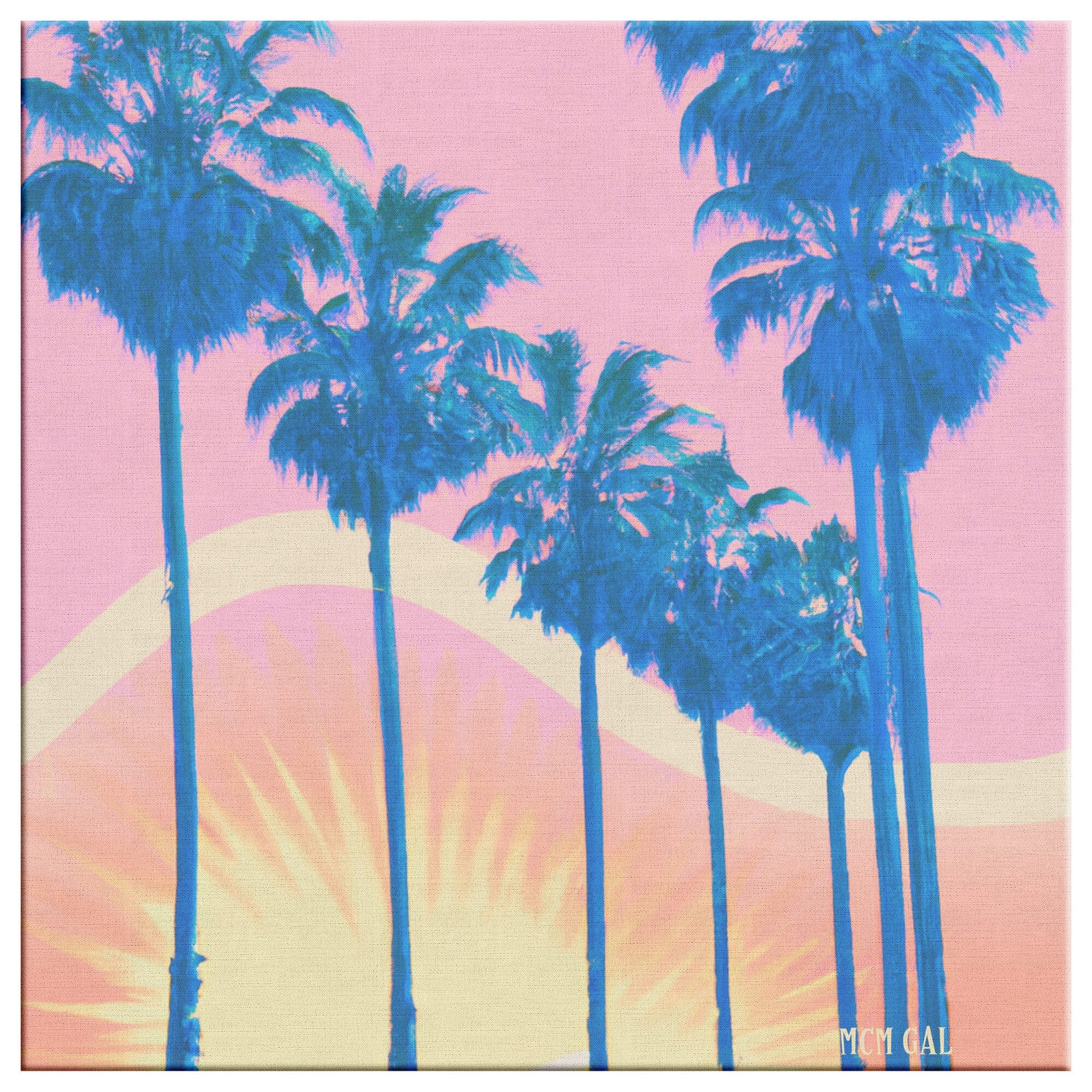 Sunset Boulevard, California, Mid Century Modern Deco Retro Watercolor Art Wall Art 10x10 / .75