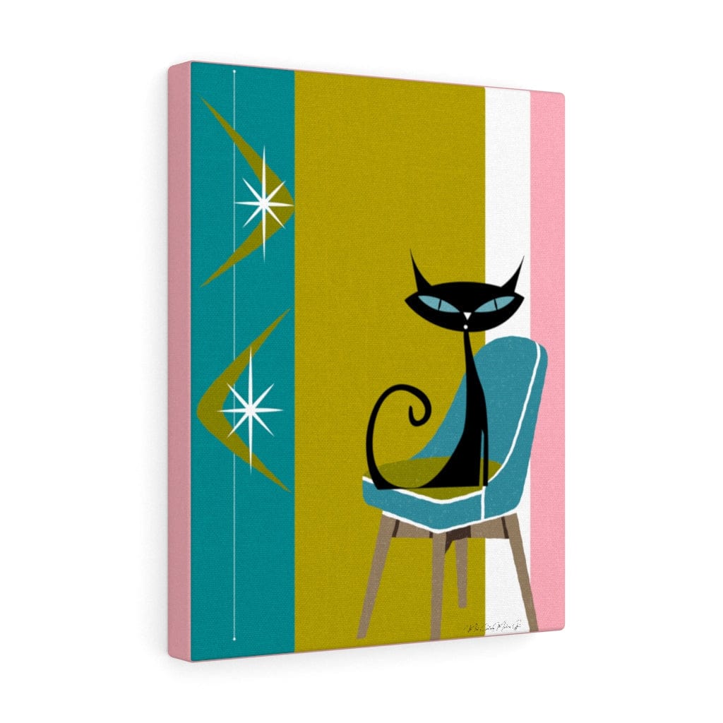 Atomic Cat Boomerang Green, Teal, Pink, White Retro 60&