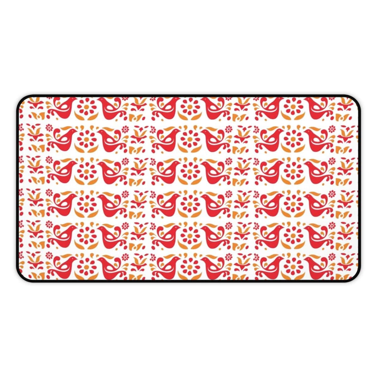 Folk Art, Scandi Red, Yellow Retro Collector Desk Mat Home Decor 12" × 22"