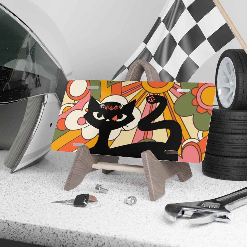 60's 70's Flower Power, Mod Cat, Trippie Hippy, Groovy Vanity Plate Accessories 12" × 6"