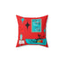 Atomic Cat, Sputnik Red, Aqua Blue, Mid Century Modern Pillow And Insert Home Decor 14" × 14"