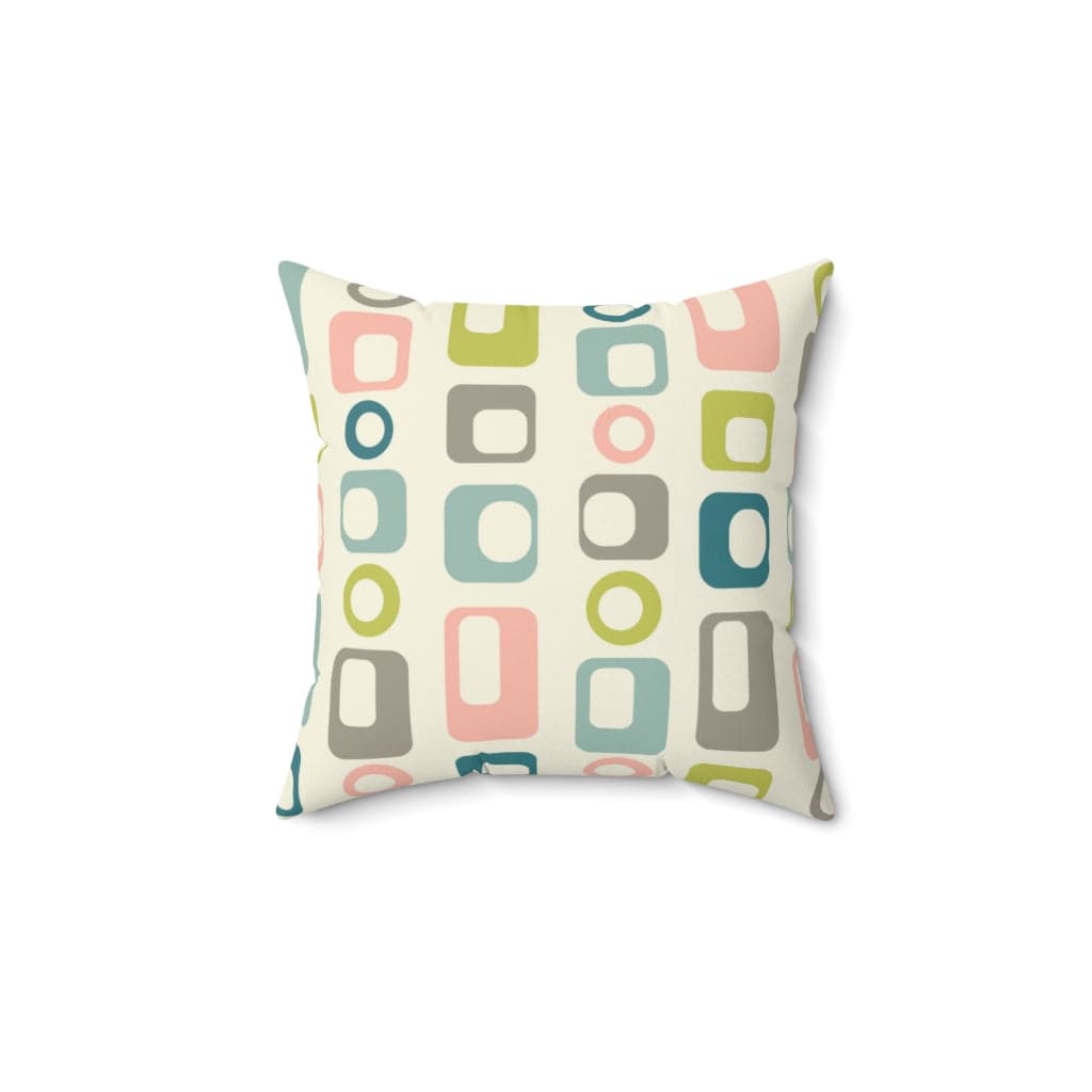 Mid Century Modern Beige, Pink, Mint Green, Teal, MCM Pillow Cushions And Insert Home Decor 14" × 14"