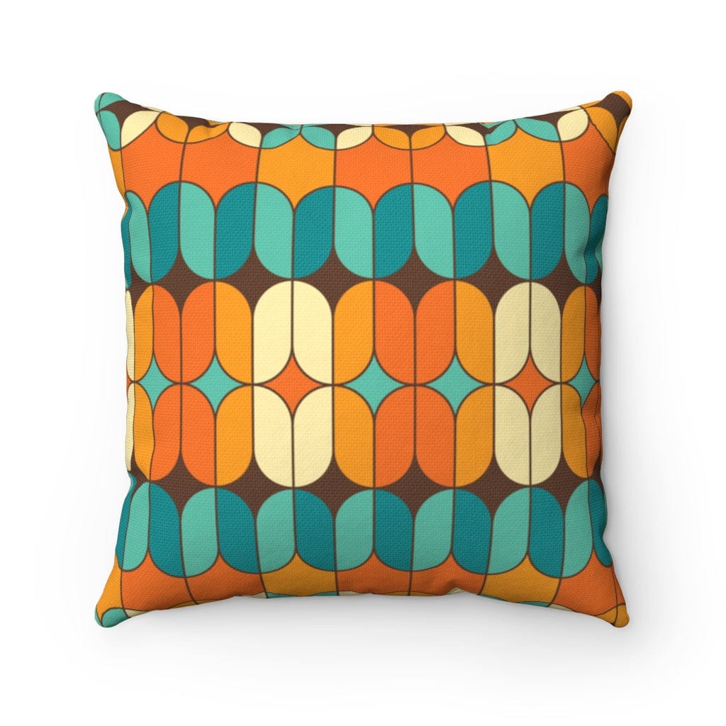 Mid Century Modern Geometric Bold, Orange Teal, Aqua Mid Mod Groovy, MCM Home Decor Throw Pillow Home Decor 14" × 14"