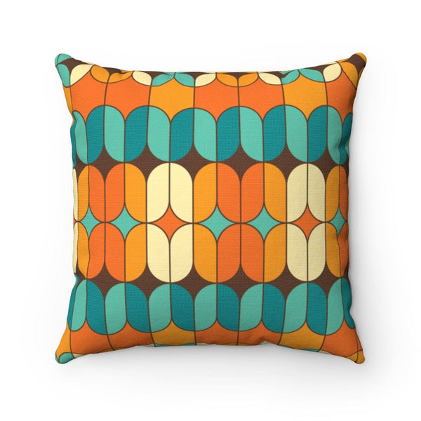 Mid Century Modern Geometric Bold, Orange Teal, Aqua Mid Mod Groovy, MCM Home Decor Throw Pillow