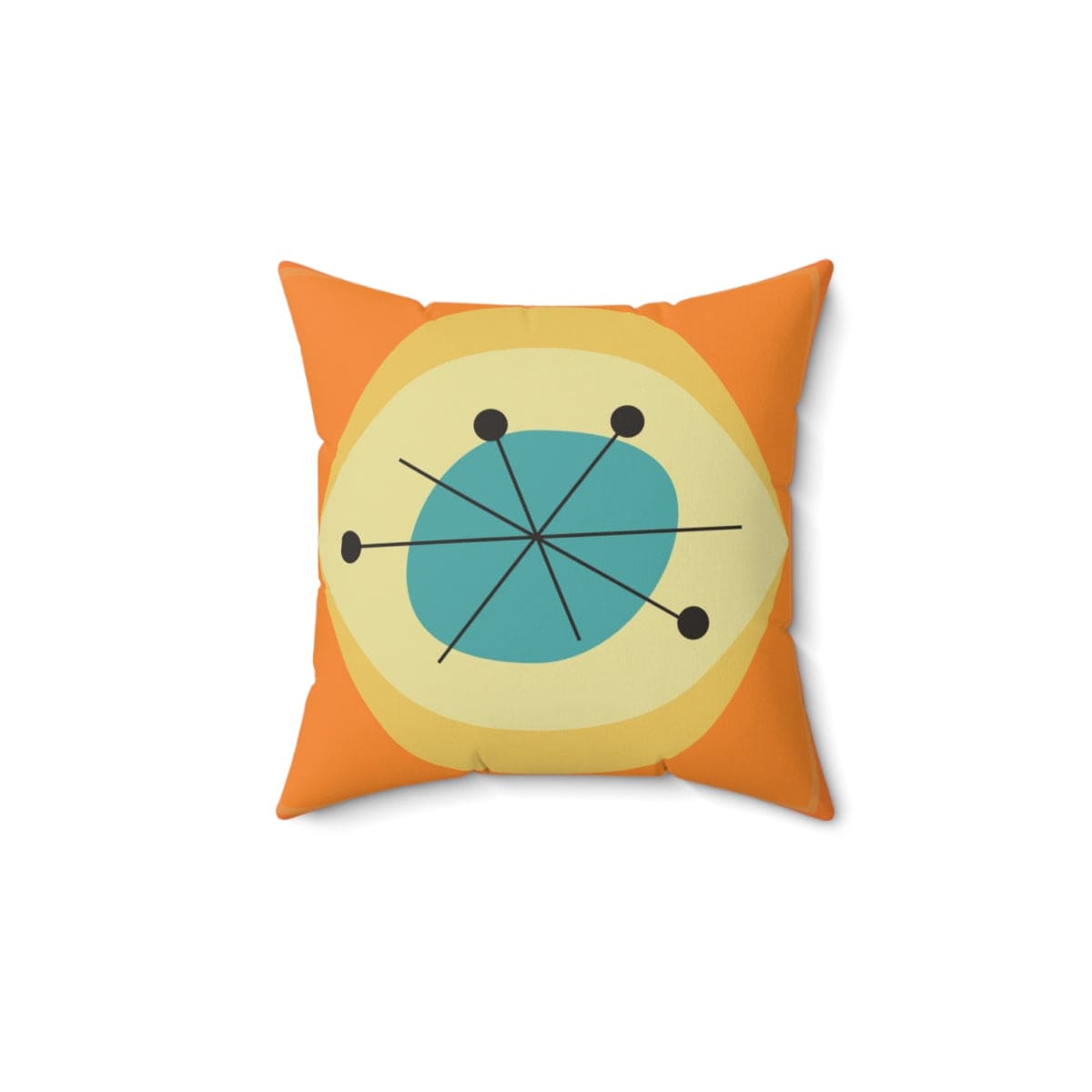 Mid Century Modern, Tri Orange, Yellow, Abstract Retro, MCM Home Decor Pillow And Insert Home Decor 14" × 14"