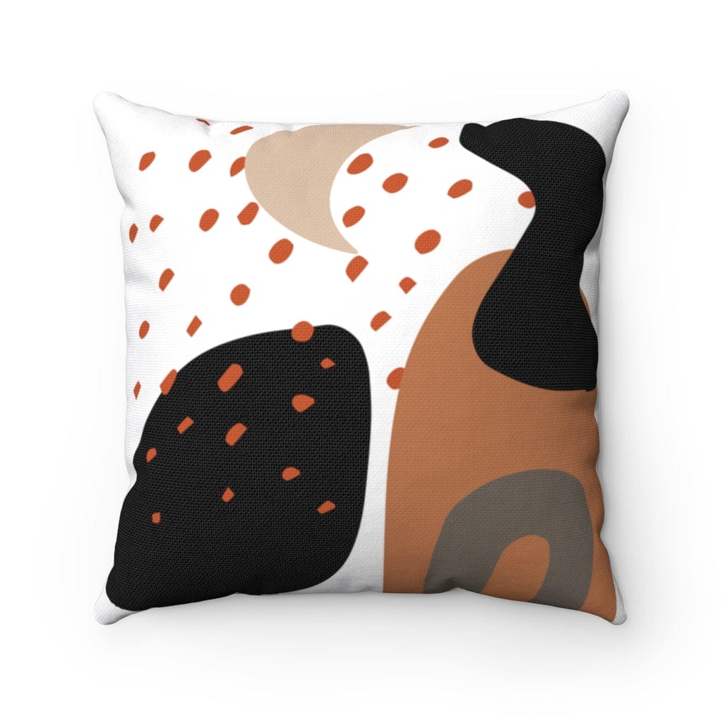 Modern Farmhouse, Boho Chic, Retro Abstract Art, Black, Terracotta Mid Mod, MCM Spun Polyester Square Pillow Home Decor 14" × 14"