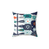 Scandinavian Modern Danish, Hygge Nordic, Mod Flower, Blue, Teal, Orange, Mist Blue, Geometric Flower, Pillow And Insert Home Decor 14" × 14"