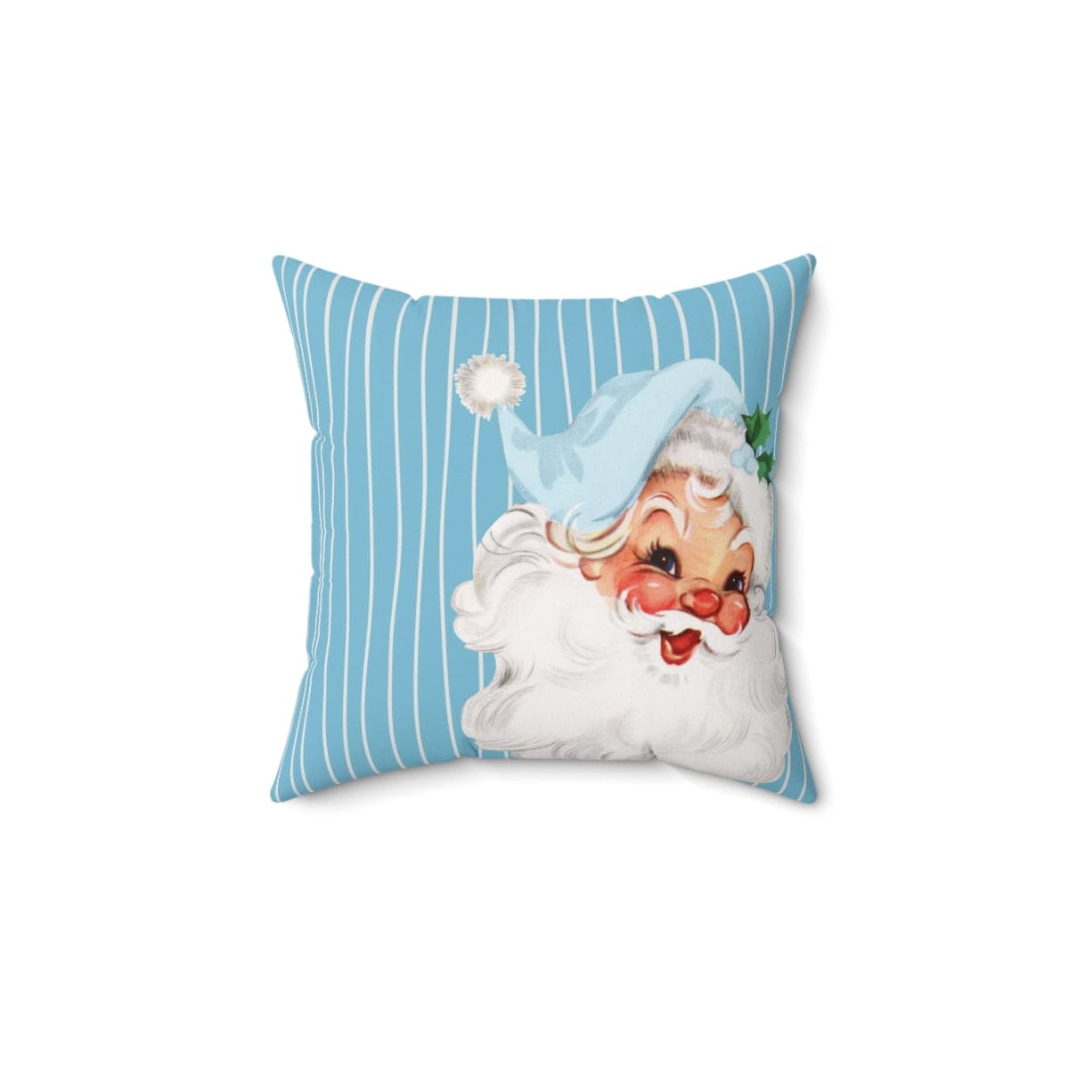 Vintage Smiling Santa, Mid Century Modern Christmas Pillow Cushion Case ONLY Home Decor 14" × 14"