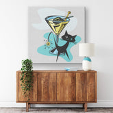 Atomic Cat, Martini Time, Cocktail, Retro Mid Mod Retro Wall Art Wall Art 14x14 / .75 Mid Century Modern Gal