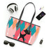 Atomic Cat, Pink, Aqua Blue, White Starburst Retro PU Leather Shoulder Bag Bags 16" x 10" / Black Mid Century Modern Gal