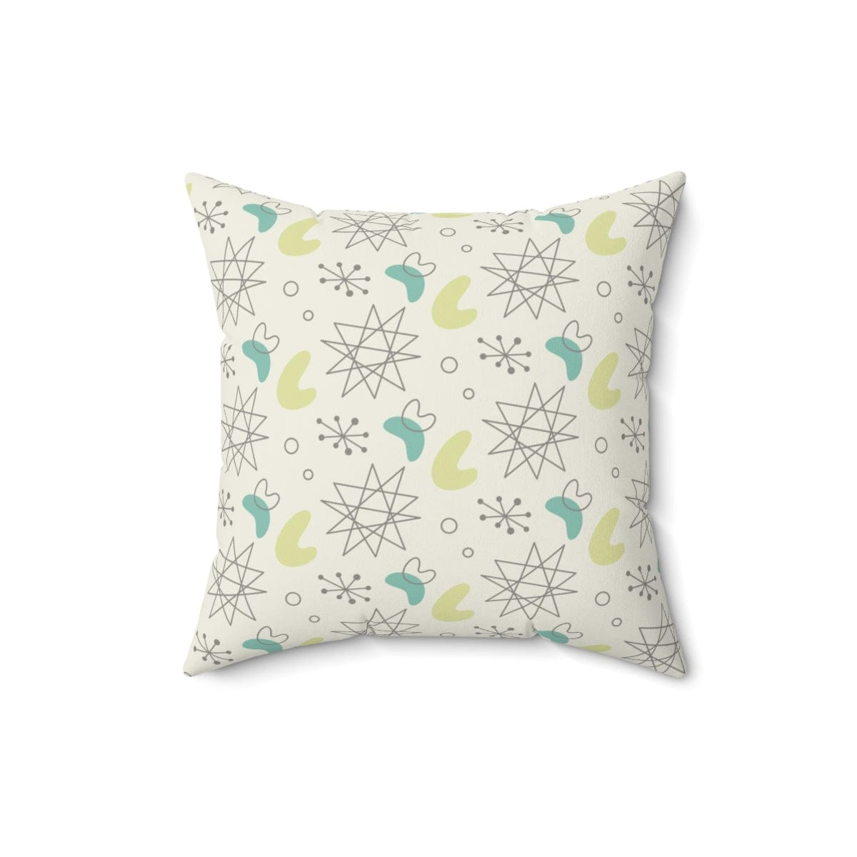 Mid Century Modern, Futuristic, Atomic Home Living, Retro, Boomerang, Creamy White, Green,Yellow, Gray MCM Pillow And Insert Home Decor 16" × 16"