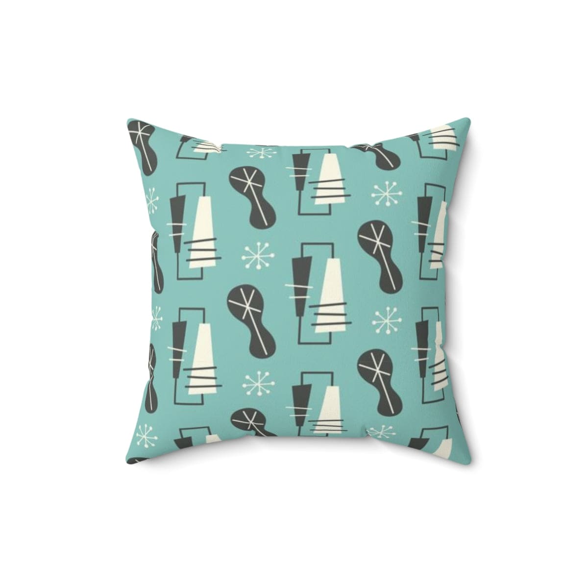 Mid Century Modern Pillows, Atomic 50's Abstract, Geometric Retro, Blue, Gray, White, Couch Cushions Home Decor 16" × 16"