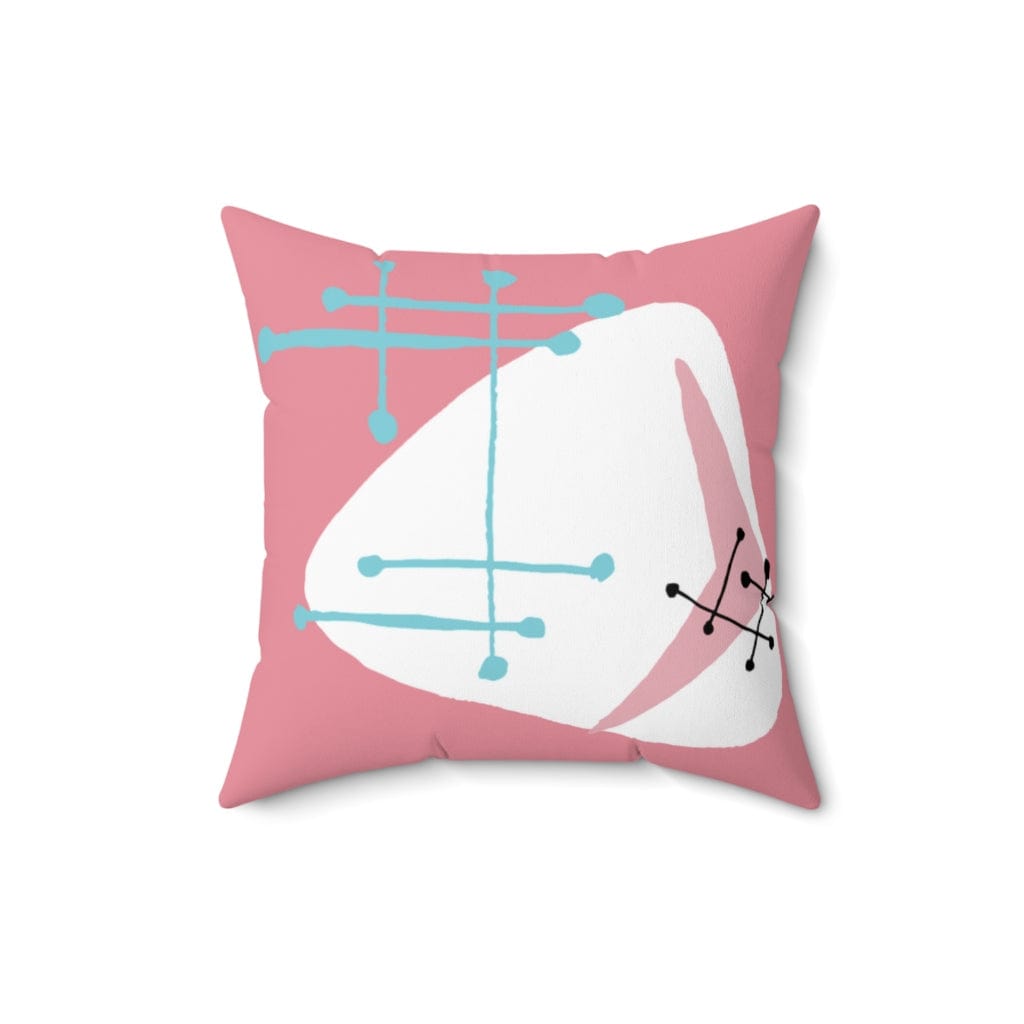 Mid Mod Retro, Pink Aqua Blue, Abstract, Boomerang Mid Century Modern, MCM, Atomic Living Pillow Cushion And INSERT Home Decor 16" × 16"
