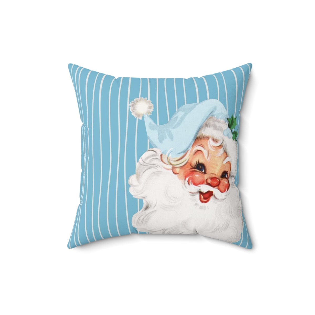 Vintage Smiling Santa, Mid Century Modern Christmas Pillow Cushion Case ONLY Home Decor 16" × 16"
