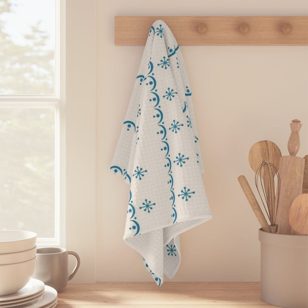 Retro Garland Snowflake, Mid Mod Blue, White, Mid Mod Pyrex Lover Collector, Soft Tea Towel Home Decor 16&