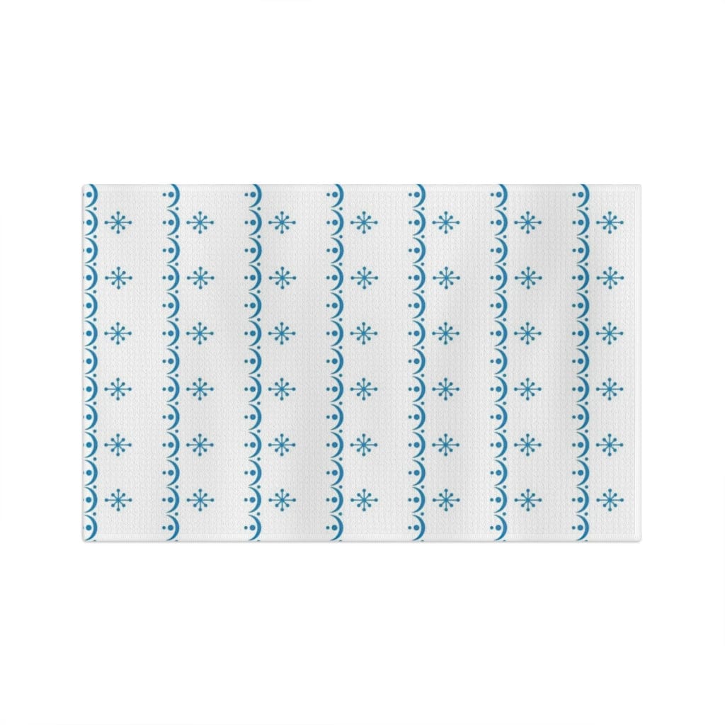 Retro Garland Snowflake, Mid Mod Blue, White, Mid Mod Pyrex Lover Collector, Soft Tea Towel Home Decor 16'' × 25''