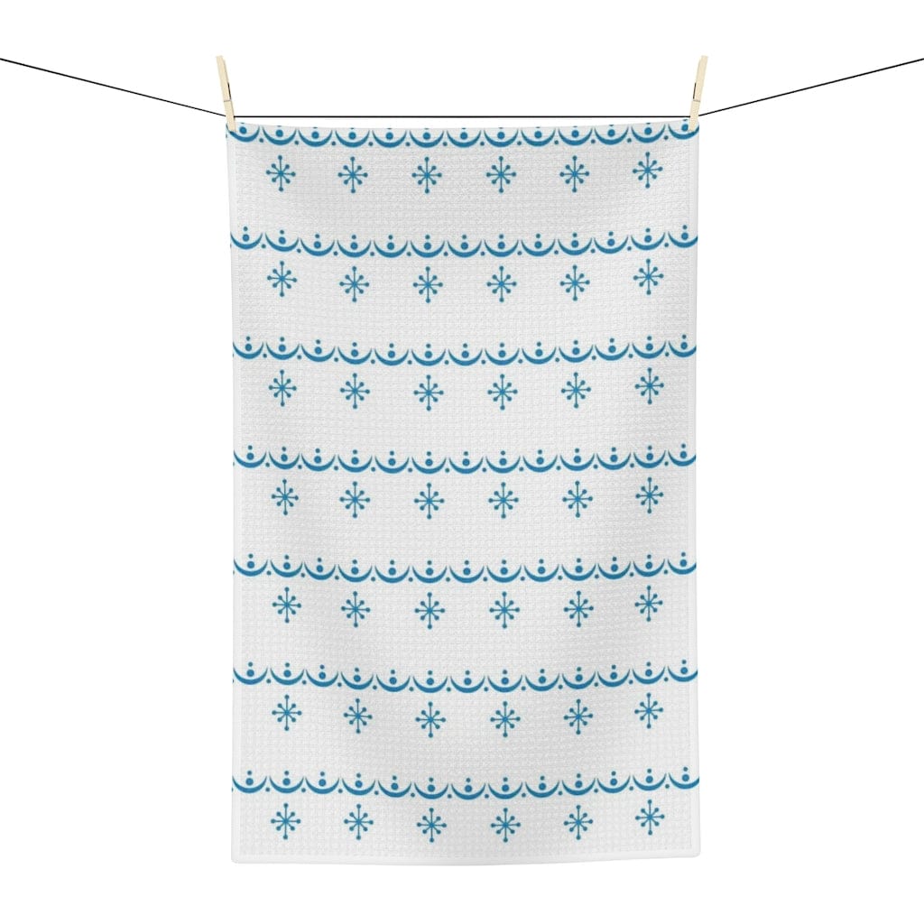Retro Garland Snowflake, Mid Mod Blue, White, Mid Mod Pyrex Lover Collector, Soft Tea Towel Home Decor 16&