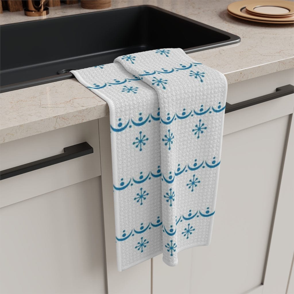 Retro Garland Snowflake, Mid Mod Blue, White, Mid Mod Pyrex Lover Collector, Soft Tea Towel Home Decor 16'' × 25''