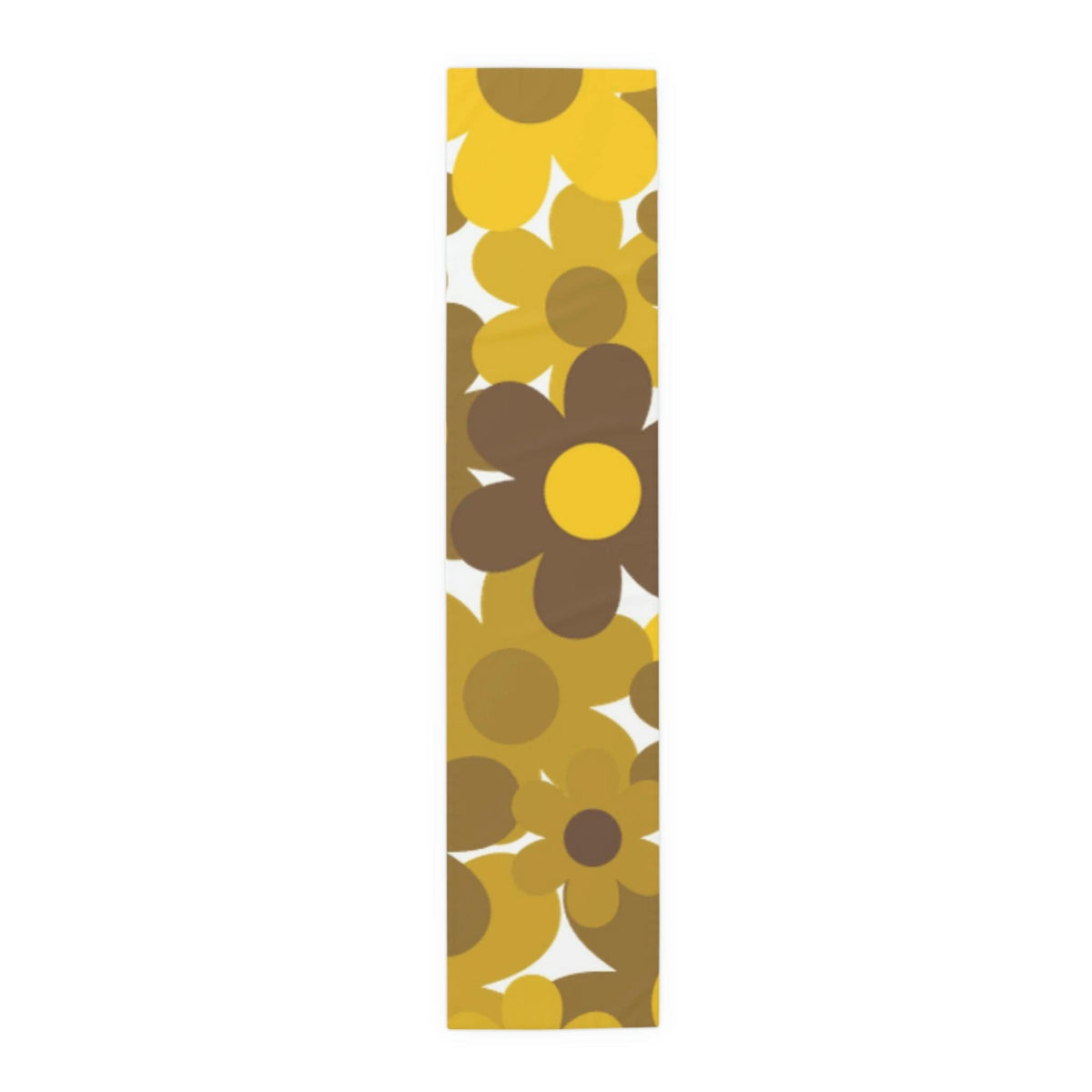 70's Flower Power, Harvest Gold, Retro Daisy, Groovy Trendy Table Runner Home Decor 16" × 72" / Polyester