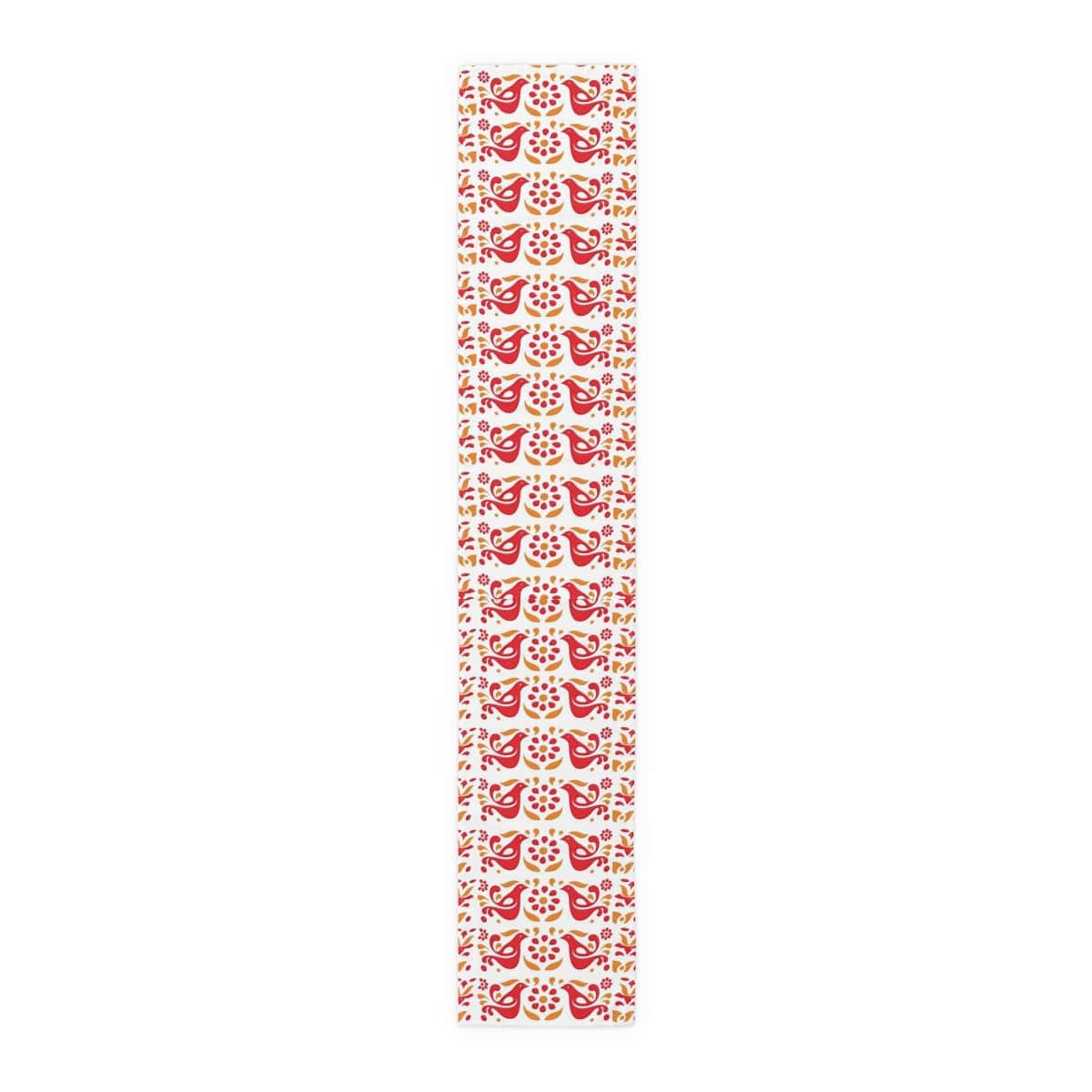 Folk Art, Circle of Friends, Red, Yellow Retro Table Runner Home Decor 16" × 90" / Cotton Twill