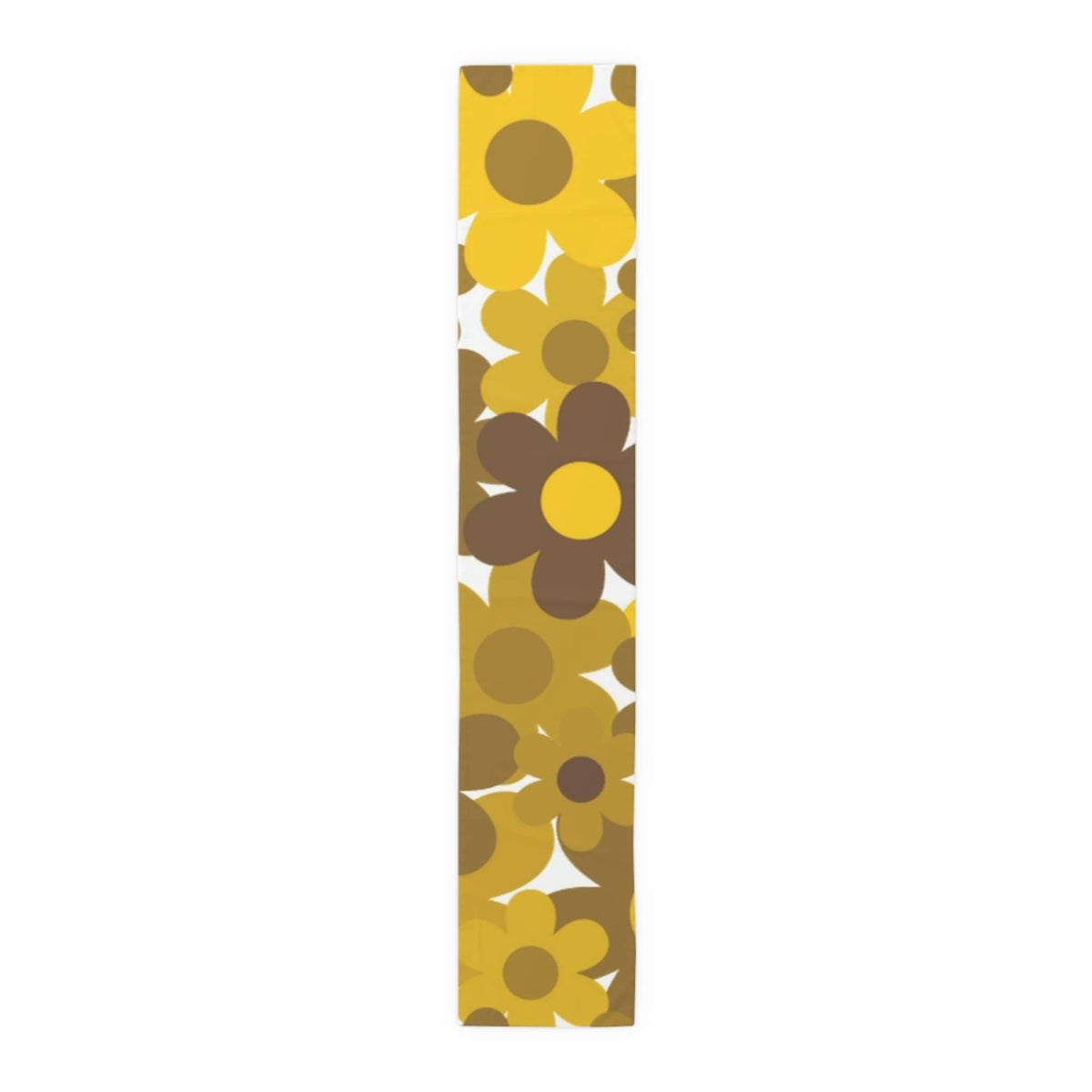 70's Flower Power, Harvest Gold, Retro Daisy, Groovy Trendy Table Runner Home Decor 16" × 90" / Polyester